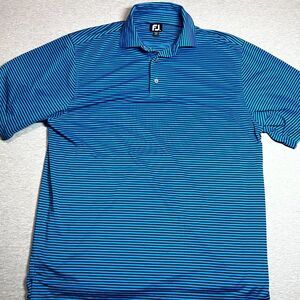 FootJoy Shirt Mens Blue Striped Polo Golf Performance Wicking Stretch Casual M